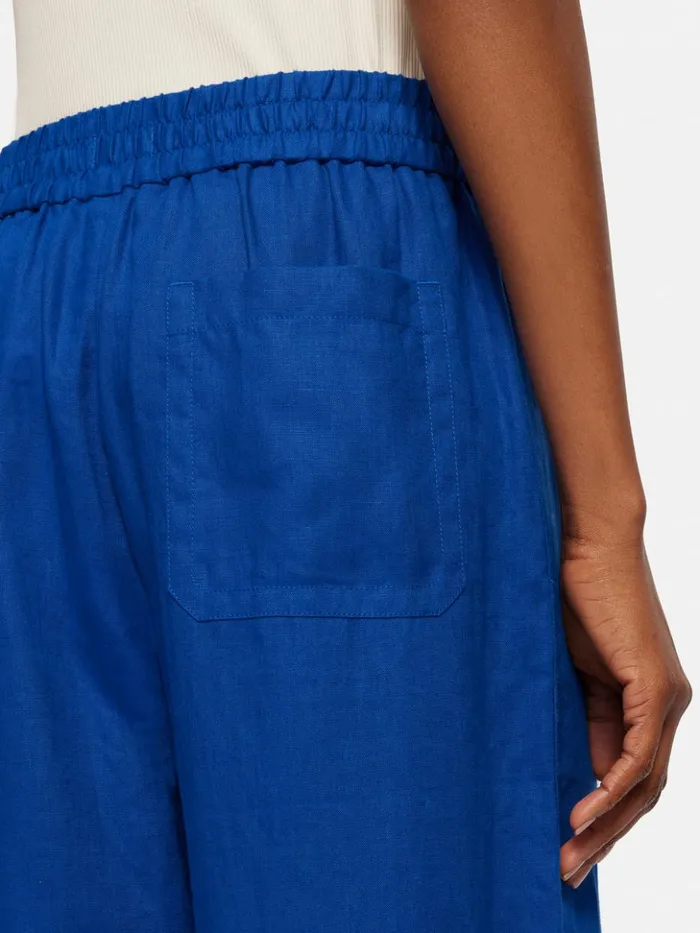 Jigsaw Linen Wide Leg Trouser Blue Women Trousers