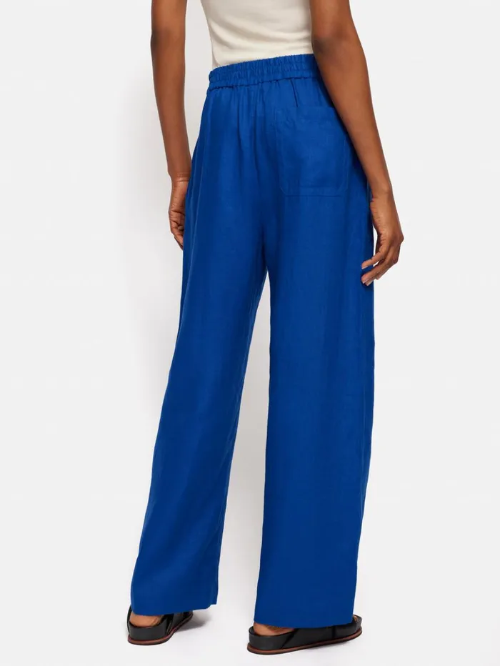 Jigsaw Linen Wide Leg Trouser Blue Women Trousers