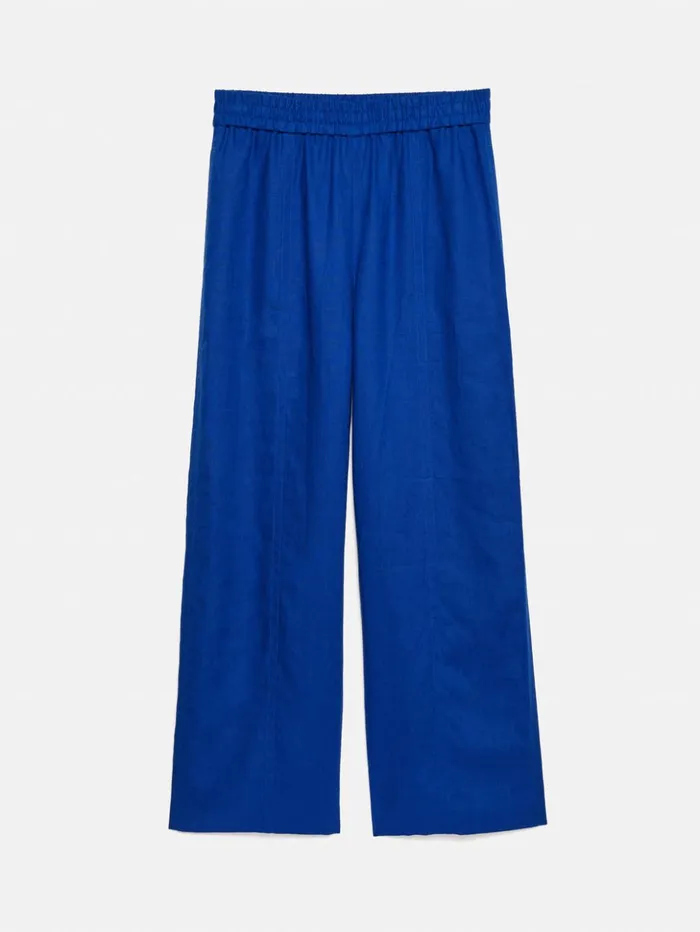 Jigsaw Linen Wide Leg Trouser Blue Women Trousers