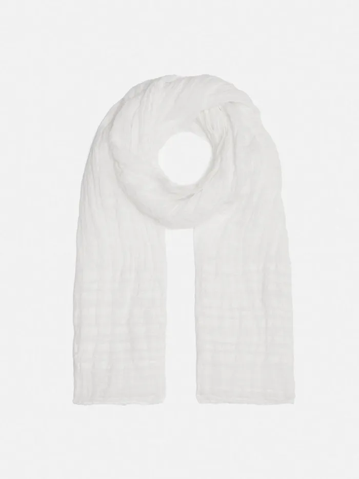 Jigsaw Linen Woven Scarf White Women Ponchos and Scarves