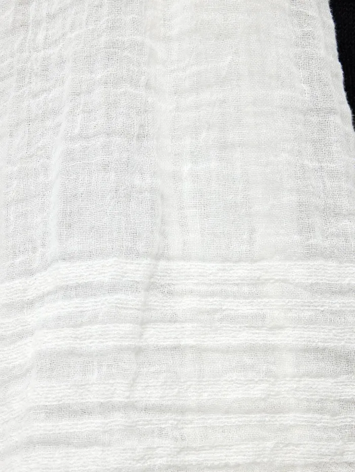Jigsaw Linen Woven Scarf White Women Ponchos and Scarves