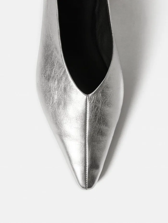 Jigsaw Linnie Flat Pointed Ballerina Silver Women Flats