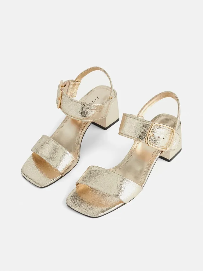 Jigsaw Maybell Metallic Heeled Sandal Gold Women Heels
