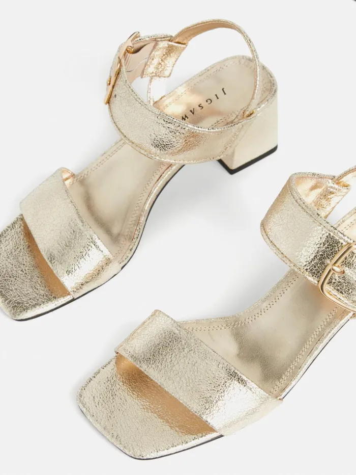 Jigsaw Maybell Metallic Heeled Sandal Gold Women Heels