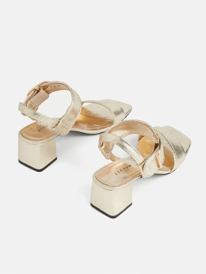 Jigsaw Maybell Metallic Heeled Sandal Gold Women Heels