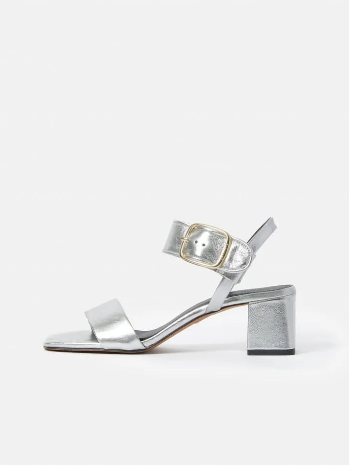 Jigsaw Maybell Metallic Heeled Sandal Silver Women Heels