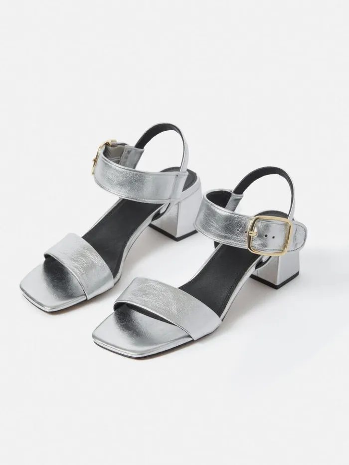 Jigsaw Maybell Metallic Heeled Sandal Silver Women Heels
