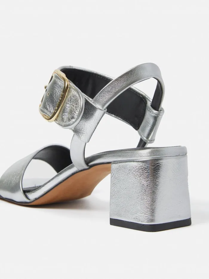 Jigsaw Maybell Metallic Heeled Sandal Silver Women Heels