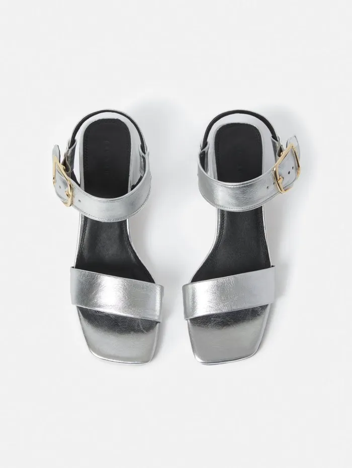 Jigsaw Maybell Metallic Heeled Sandal Silver Women Heels