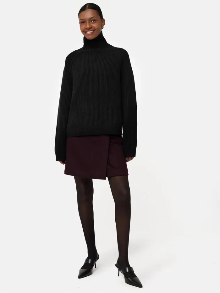 Jigsaw Merino Fishermans Rib Jumper Black Women Knitwear and Cashmere