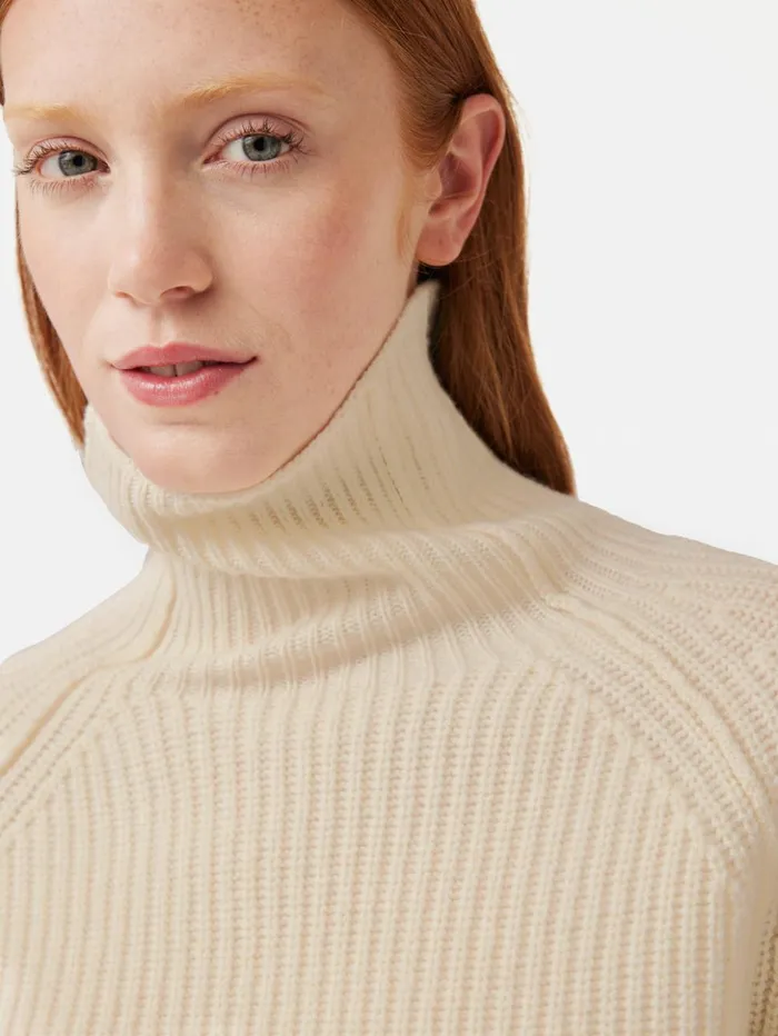 Jigsaw Merino Fishermans Rib Jumper Cream Women Knitwear and Cashmere