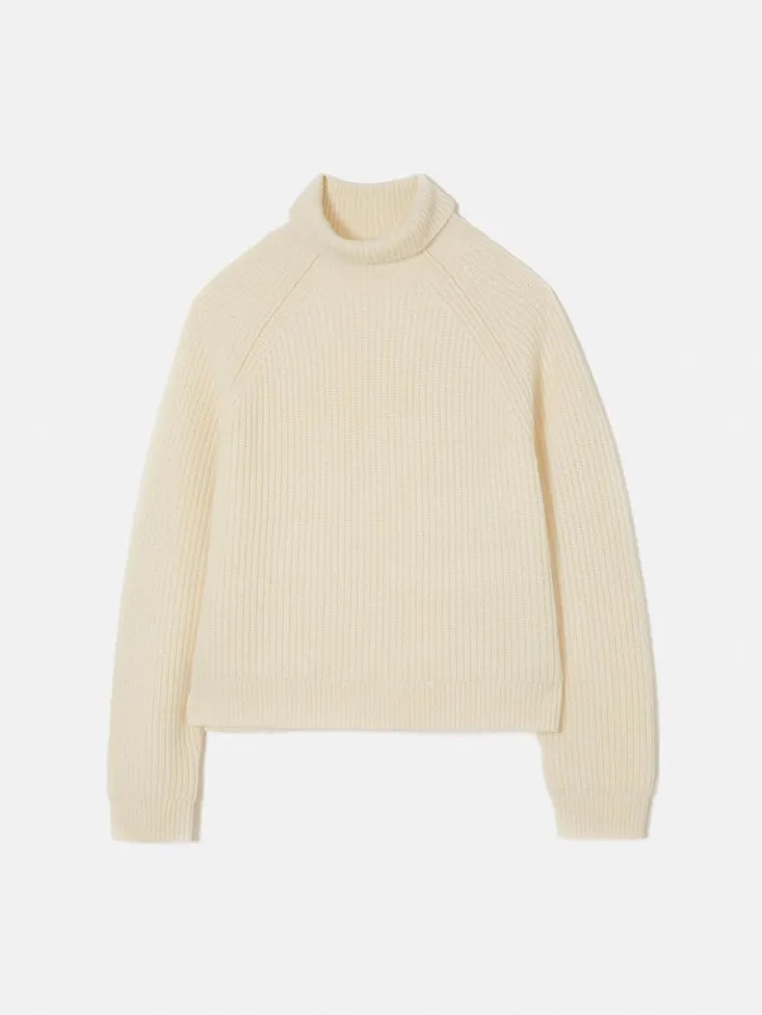 Jigsaw Merino Fishermans Rib Jumper Cream Women Knitwear and Cashmere