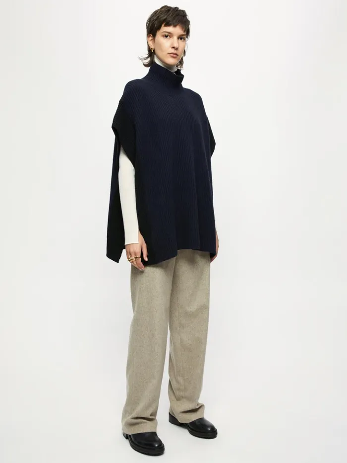 Jigsaw Merino Rib Tabard Dark Navy Women Knitwear and Cashmere