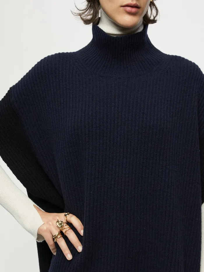 Jigsaw Merino Rib Tabard Dark Navy Women Knitwear and Cashmere