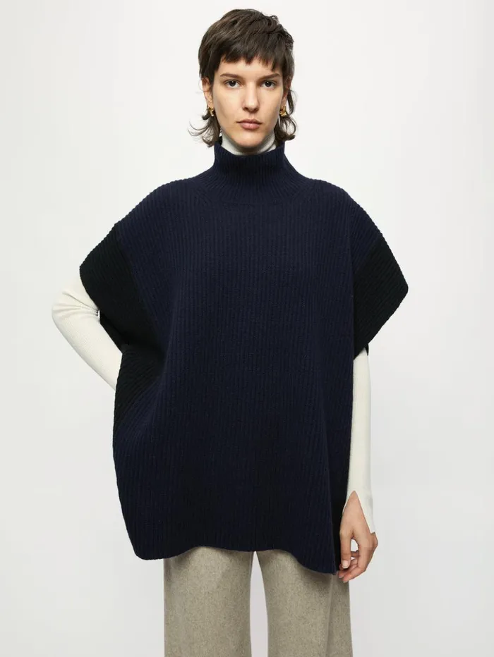 Jigsaw Merino Rib Tabard Dark Navy Women Knitwear and Cashmere