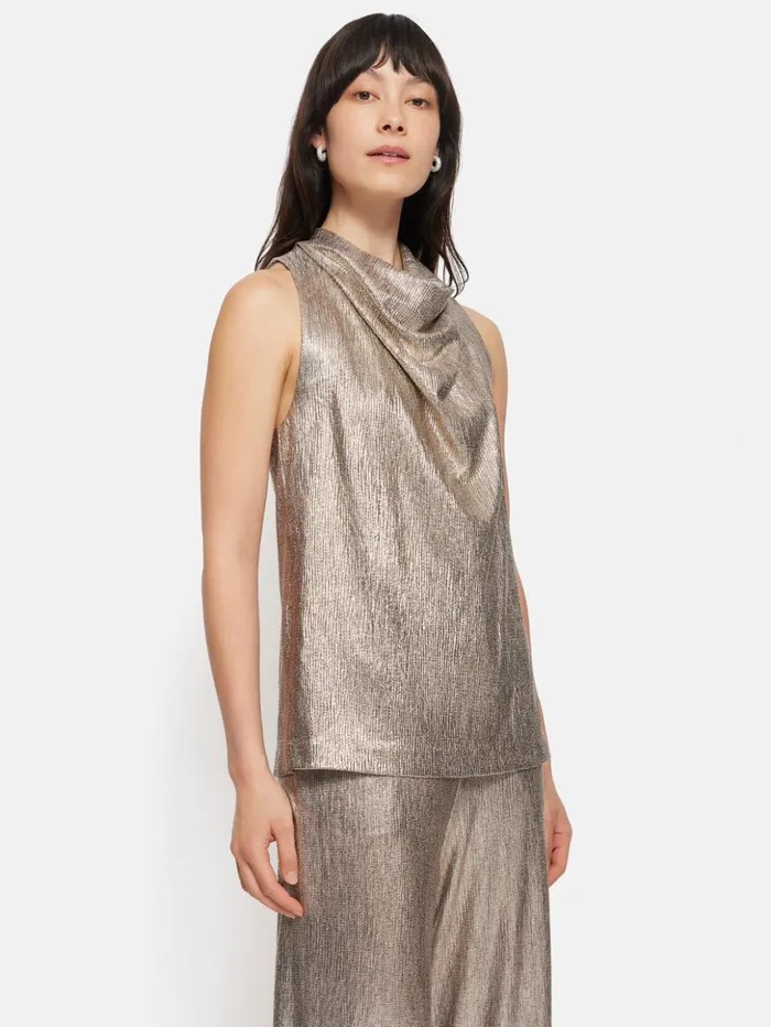 Jigsaw Metallic Cowl Neck Top Gold Women Coords