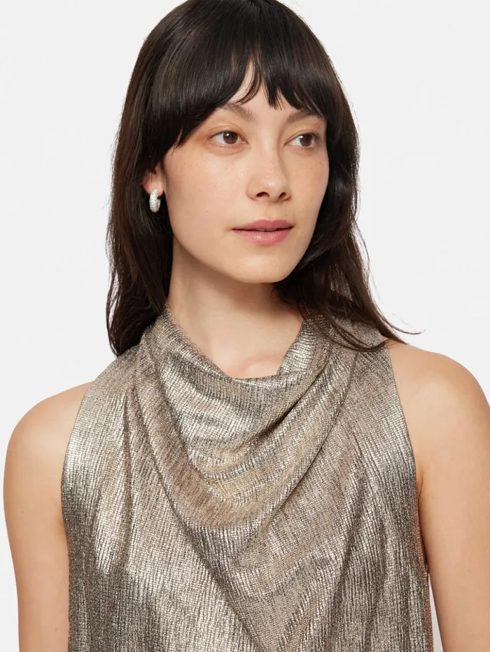 Jigsaw Metallic Cowl Neck Top Gold Women Coords