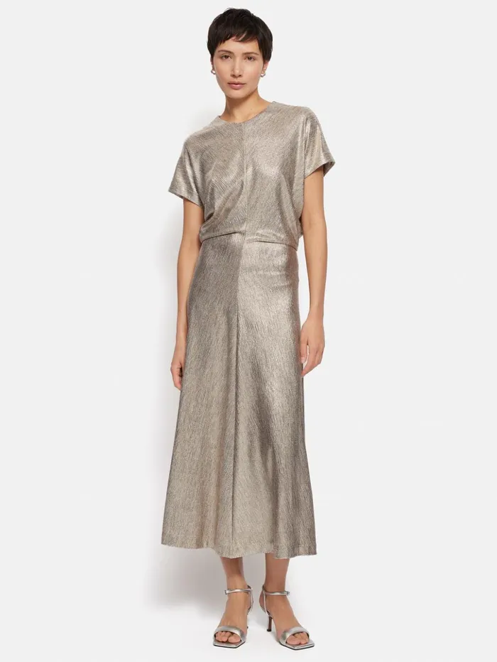 Jigsaw Metallic Maxi Dress Gold Women Dresses and Jumpsuits
