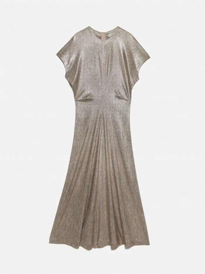 Jigsaw Metallic Maxi Dress Gold Women Dresses and Jumpsuits