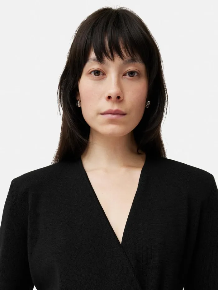 Jigsaw Milano Gold Disc Jacket Black Women Knitwear and Cashmere