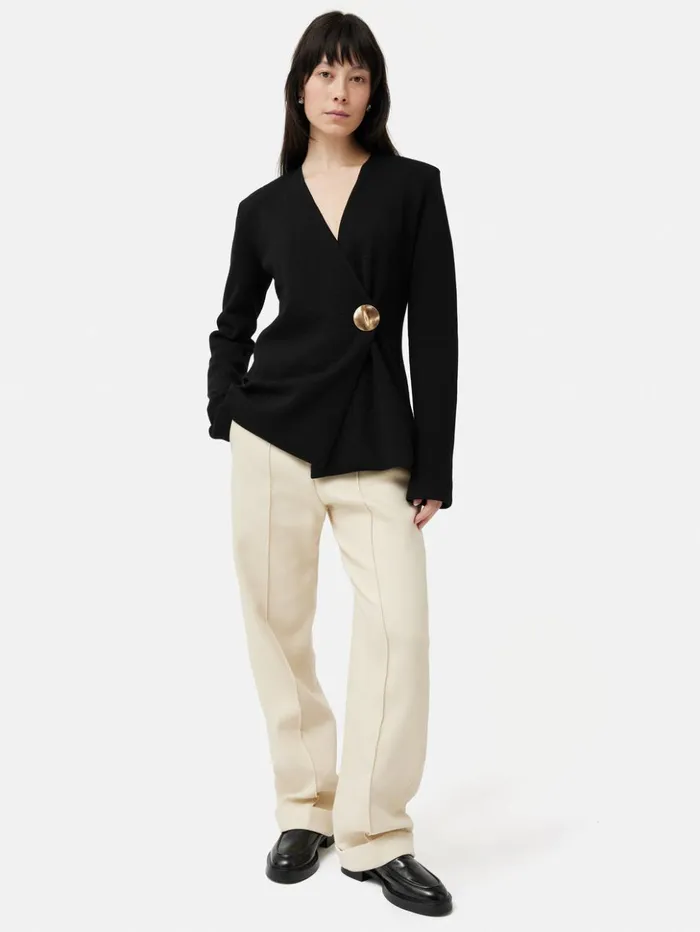 Jigsaw Milano Gold Disc Jacket Black Women Knitwear and Cashmere