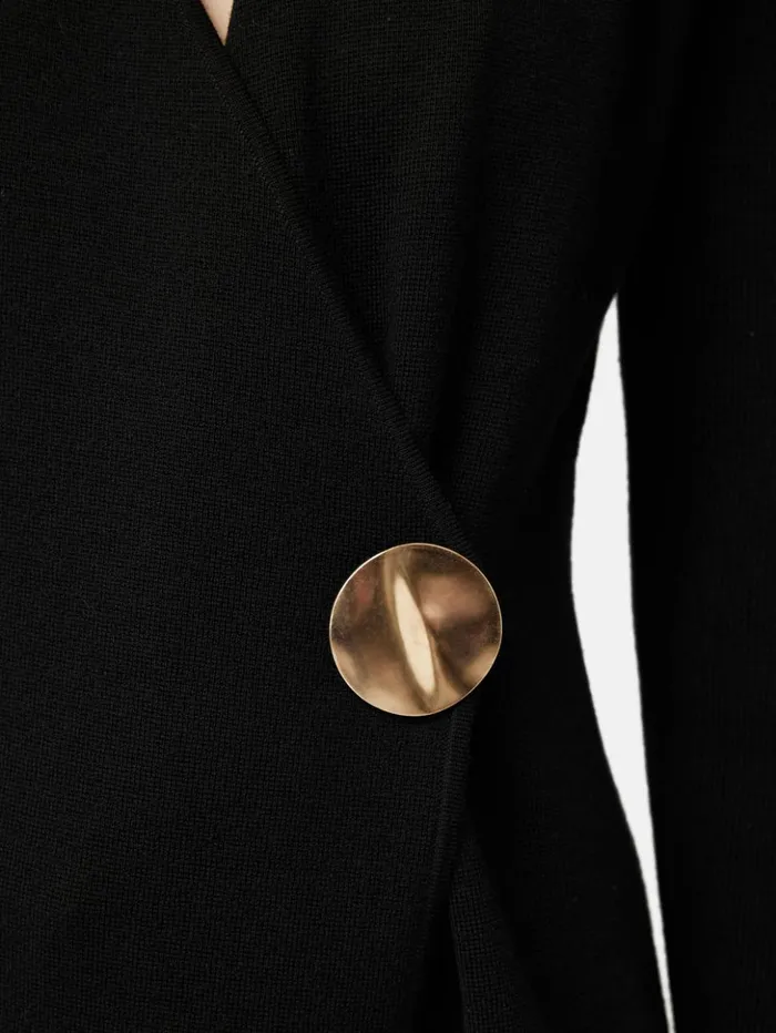 Jigsaw Milano Gold Disc Jacket Black Women Knitwear and Cashmere