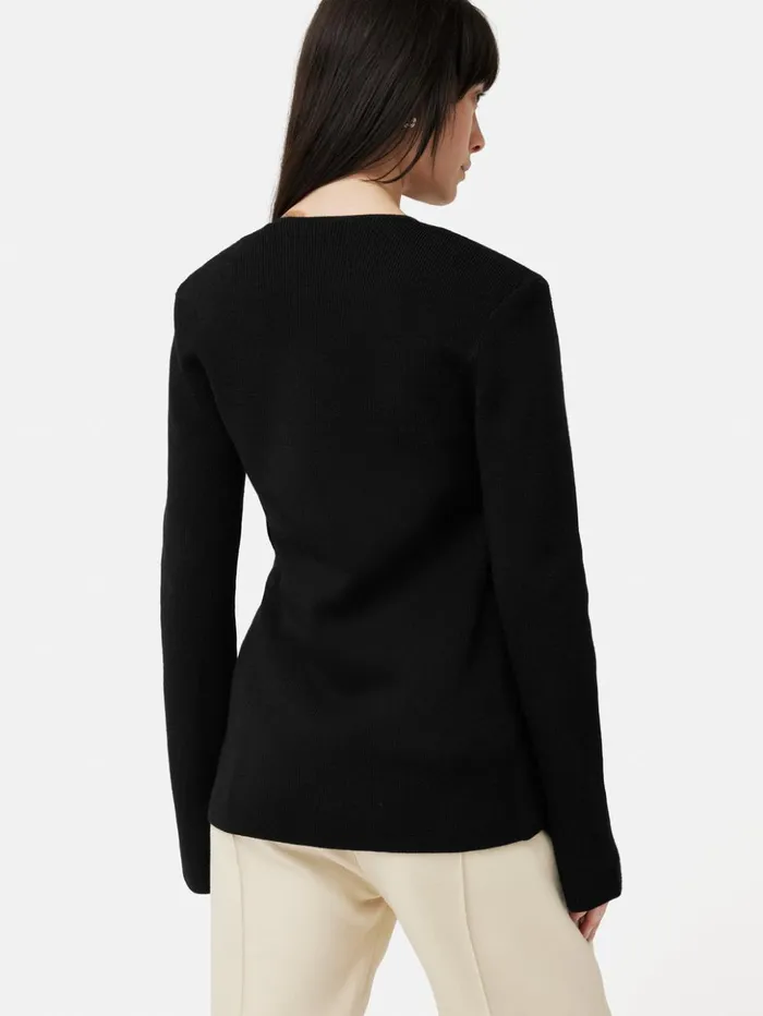 Jigsaw Milano Gold Disc Jacket Black Women Knitwear and Cashmere