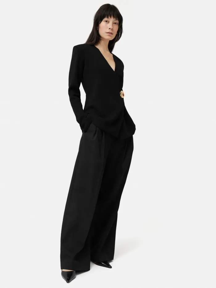 Jigsaw Milano Gold Disc Jacket Black Women Knitwear and Cashmere