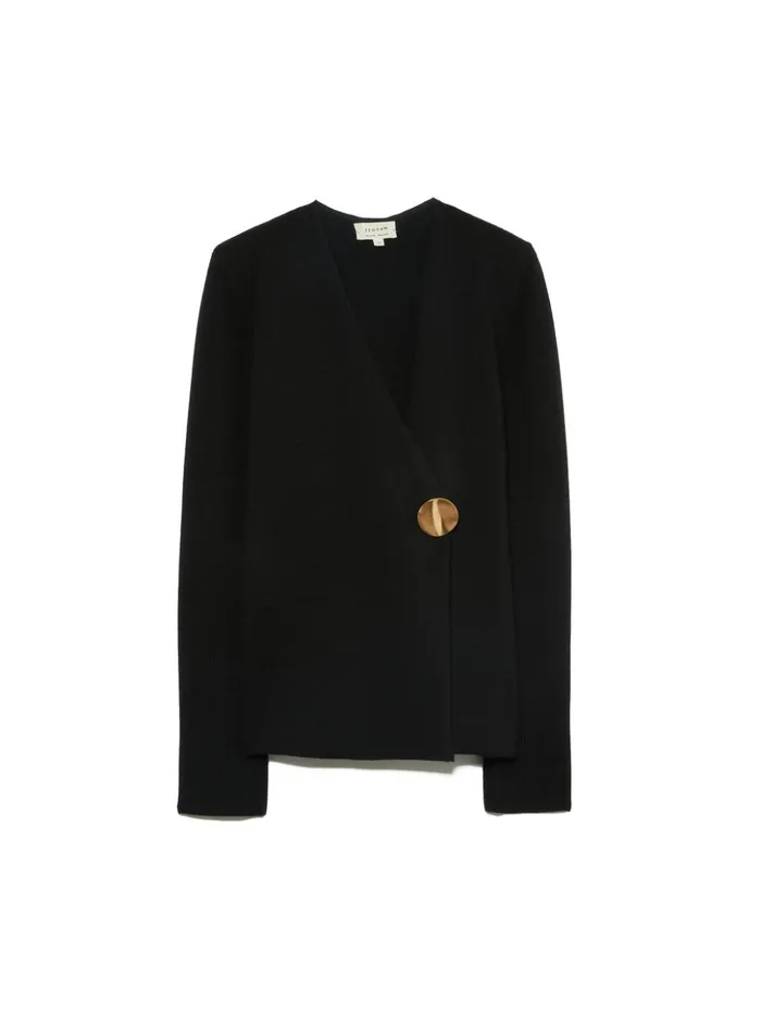 Jigsaw Milano Gold Disc Jacket Black Women Knitwear and Cashmere