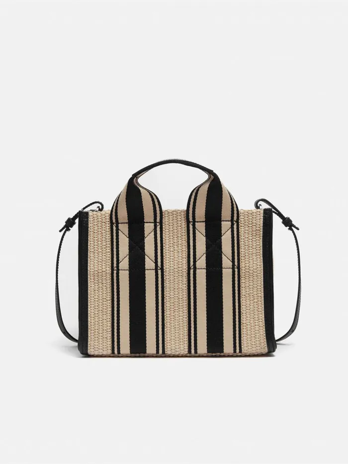 Jigsaw Mini Athena Stripe Woven Tote Natural Women Bags