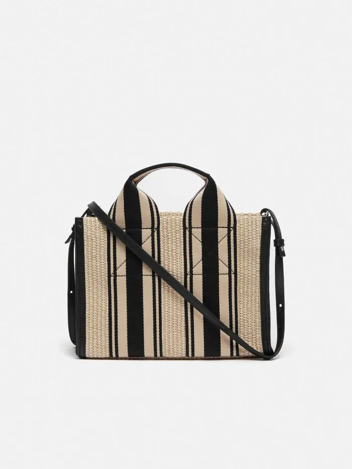 Jigsaw Mini Athena Stripe Woven Tote Natural Women Bags