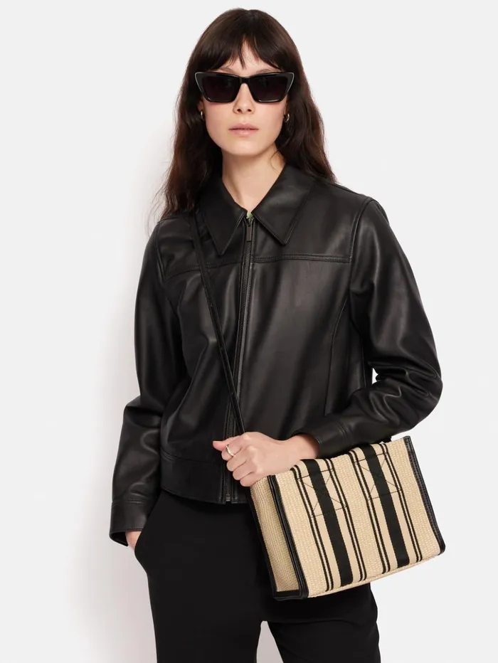 Jigsaw Mini Athena Stripe Woven Tote Natural Women Bags
