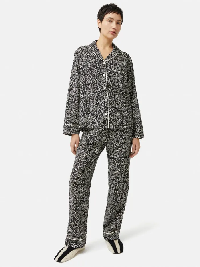 Jigsaw Mini Hydra Coral Pyjama Black Women Pyjamas