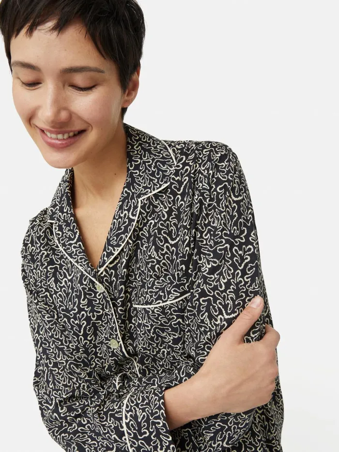 Jigsaw Mini Hydra Coral Pyjama Black Women Pyjamas