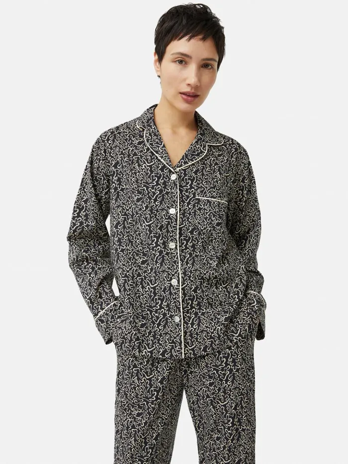 Jigsaw Mini Hydra Coral Pyjama Black Women Pyjamas