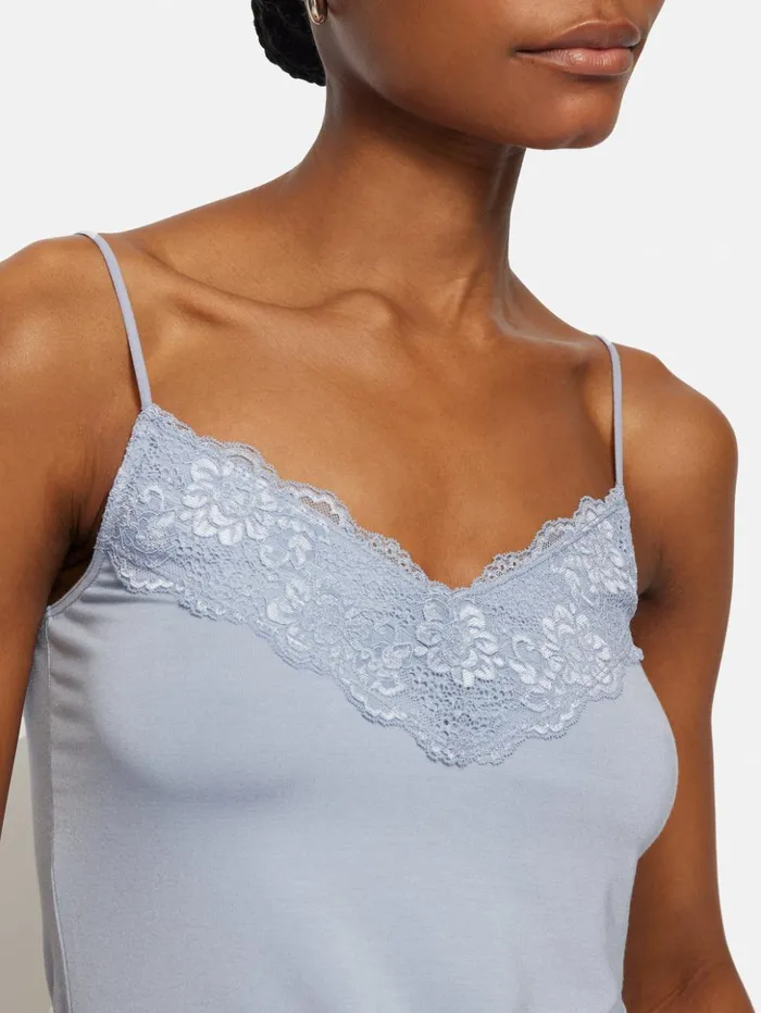 Jigsaw Modal Lace Vest Blue Mist Women Shirts and Tops