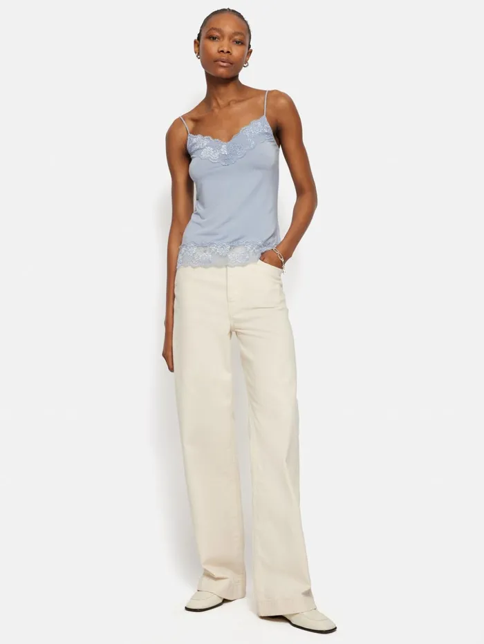 Jigsaw Modal Lace Vest Blue Mist Women Shirts and Tops