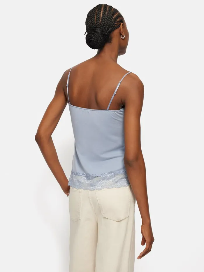 Jigsaw Modal Lace Vest Blue Mist Women Shirts and Tops