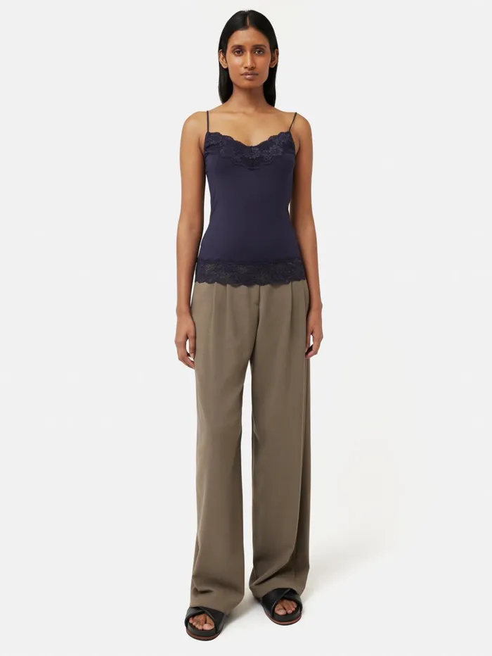 Jigsaw Modal Lace Vest Navy Women Shirts and Tops