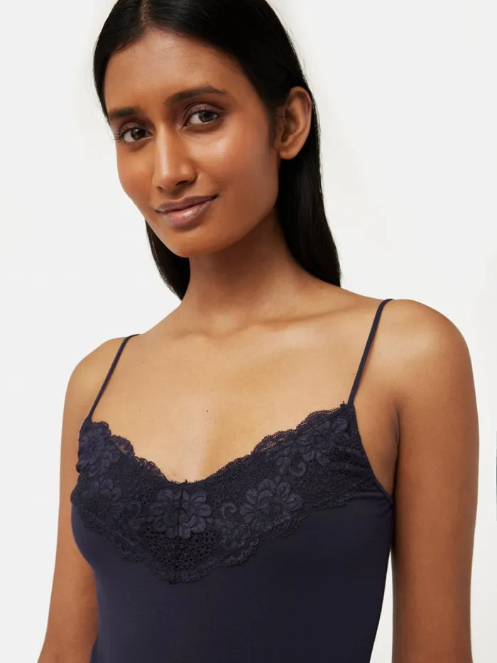 Jigsaw Modal Lace Vest Navy Women Shirts and Tops