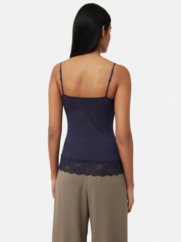 Jigsaw Modal Lace Vest Navy Women Shirts and Tops