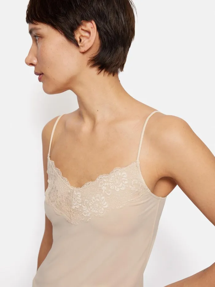 Jigsaw Modal Lace Vest Pale Sand Women Shirts and Tops