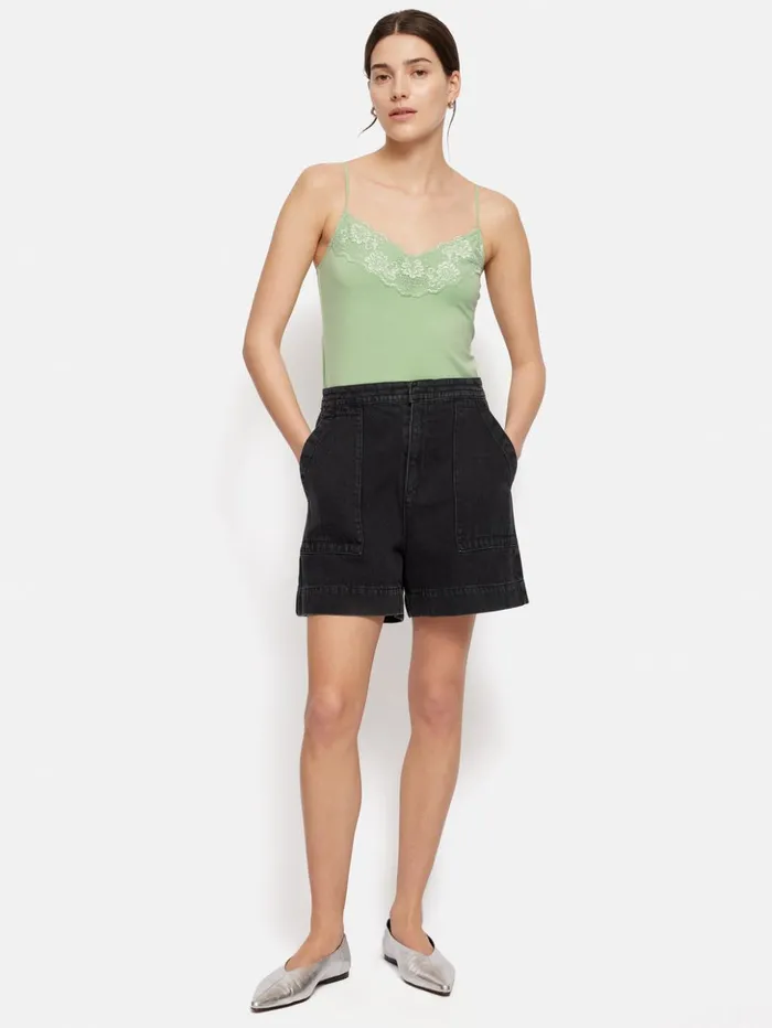 Jigsaw Modal Lace Vest Pastel Green Women Shirts and Tops