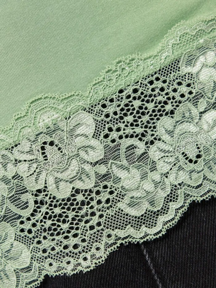 Jigsaw Modal Lace Vest Pastel Green Women Shirts and Tops