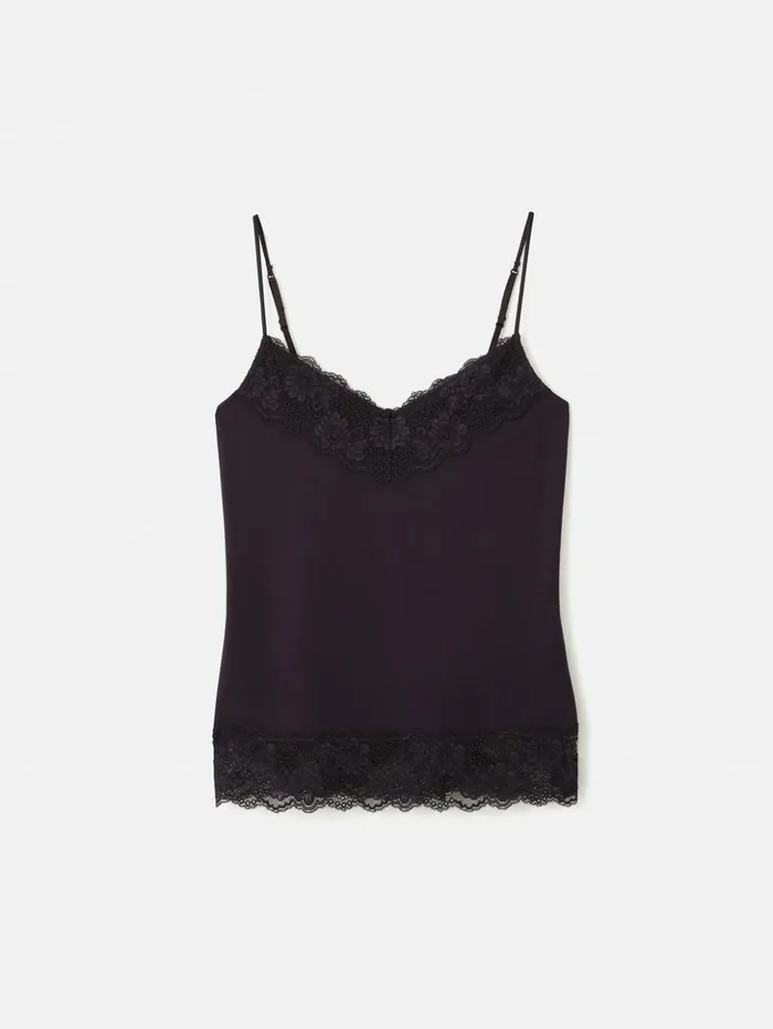 Jigsaw Modal Lace Vest Raisin Women Shirts and Tops