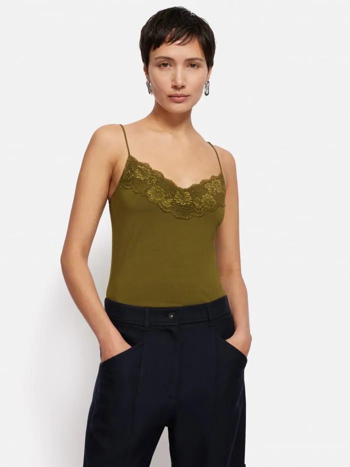 Jigsaw Modal Lace Vest Seaweed Women Shirts and Tops