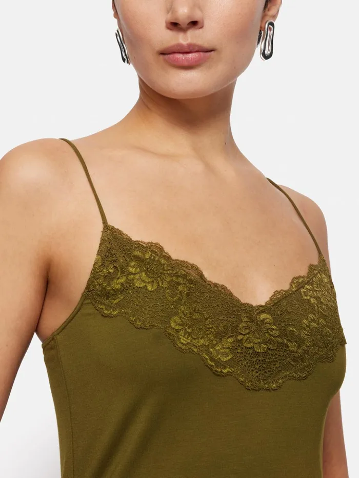 Jigsaw Modal Lace Vest Seaweed Women Shirts and Tops