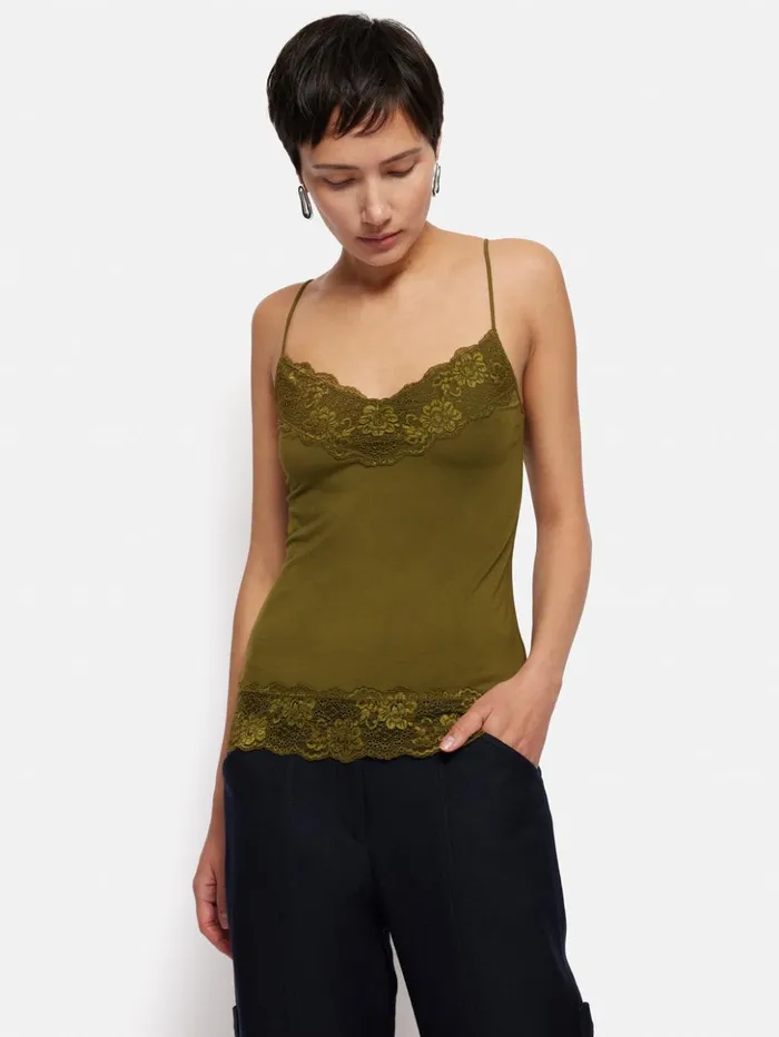Jigsaw Modal Lace Vest Seaweed Women Shirts and Tops