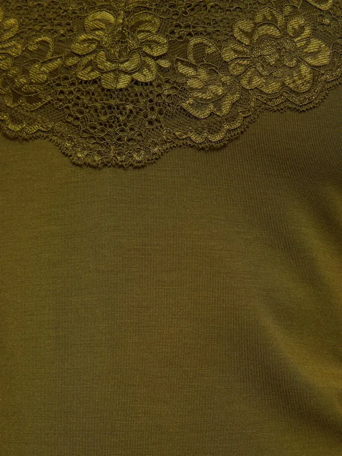 Jigsaw Modal Lace Vest Seaweed Women Shirts and Tops