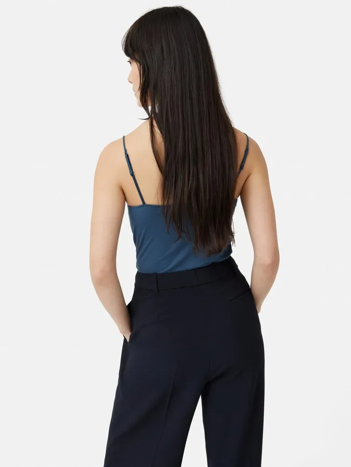 Jigsaw Modal Lace Vest Teal Blue Women Shirts and Tops